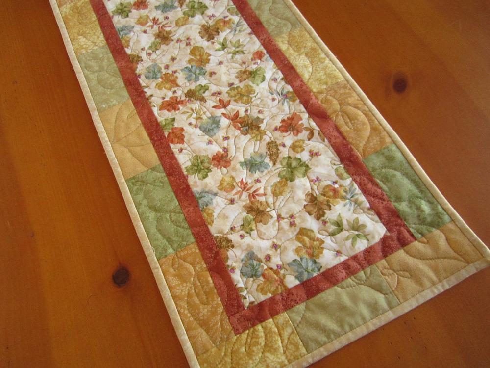 Quilted Table Runner Leaves of Color
