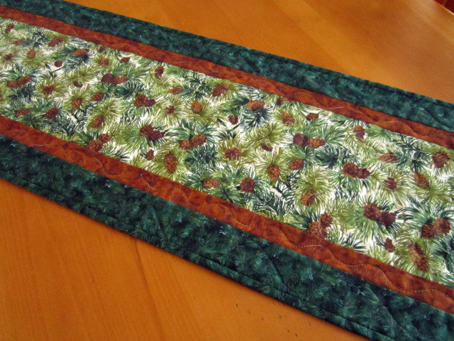 Pine Cones Quilted Table Runner