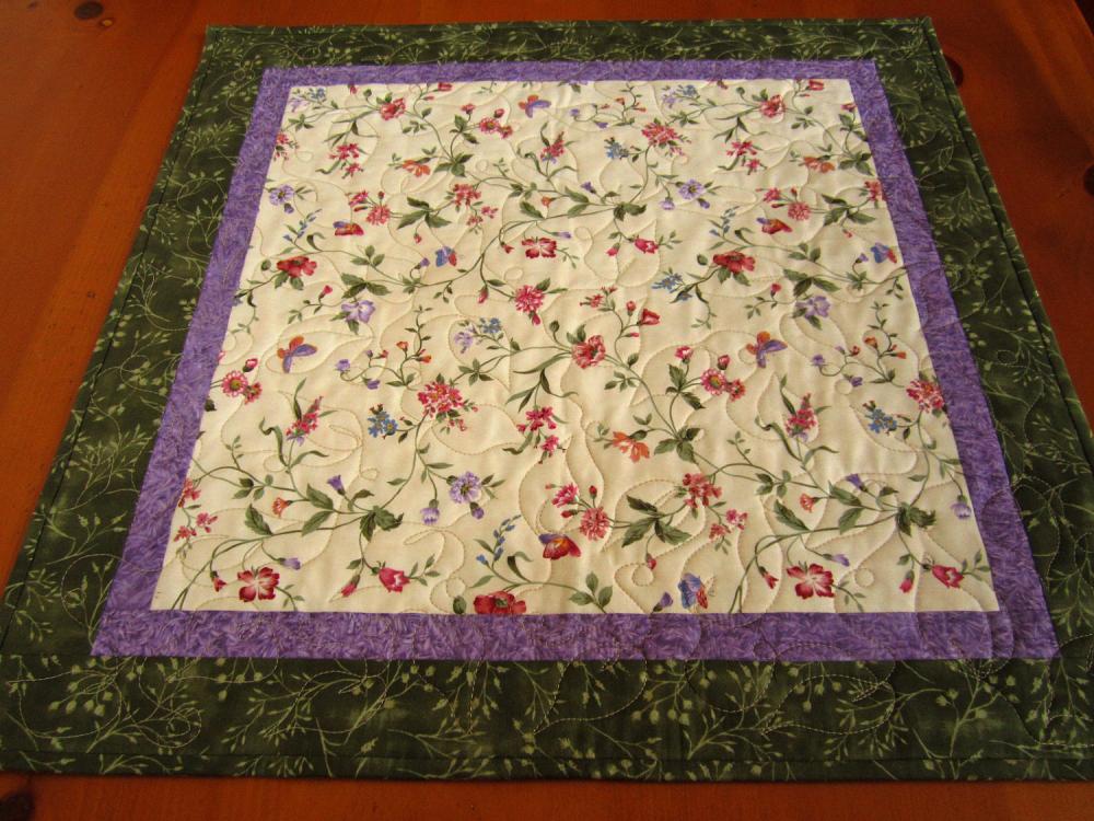 Delicate Flowers Quilted Table Topper