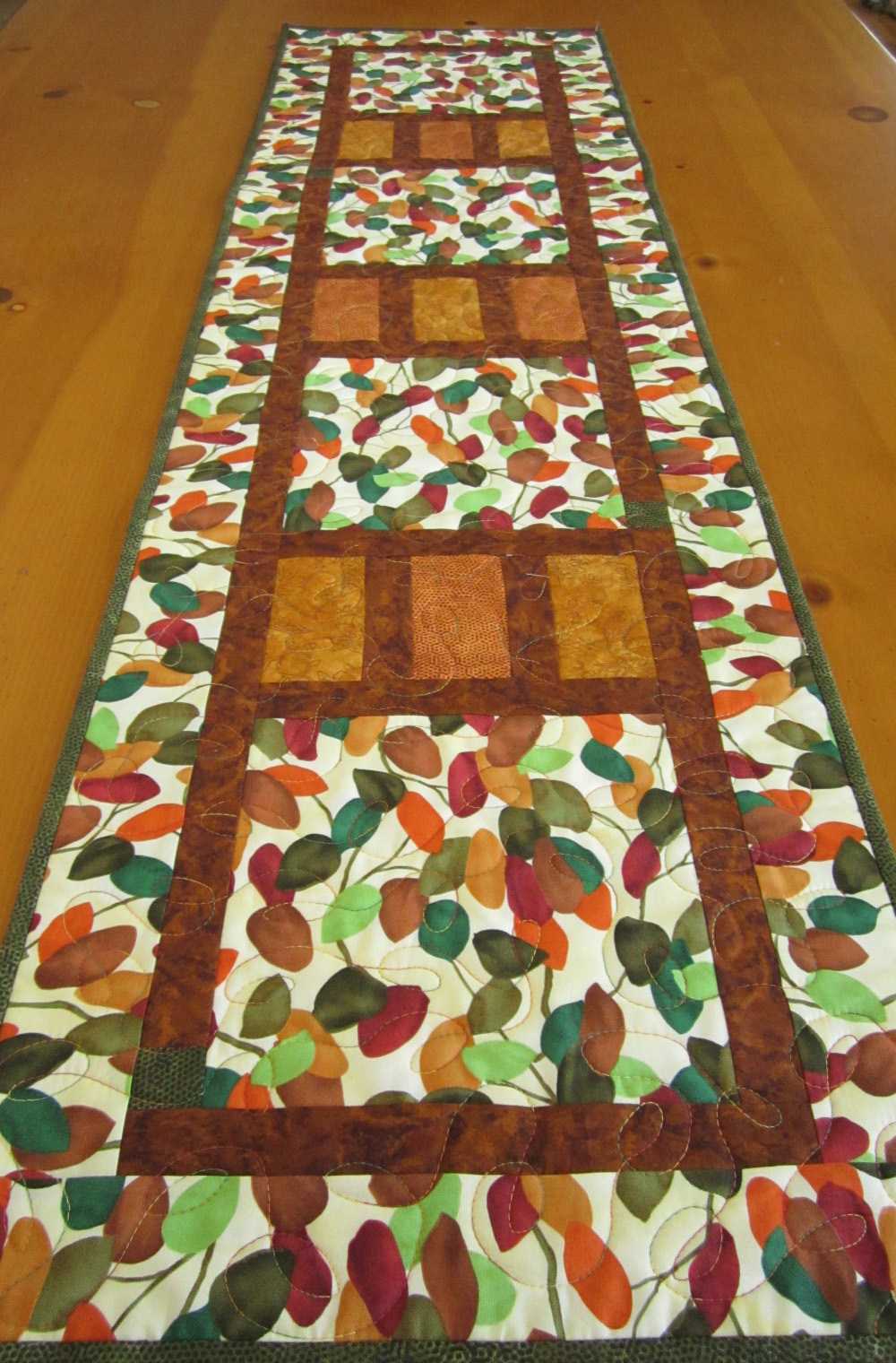 Colorful Leaves Quilted Table Runner