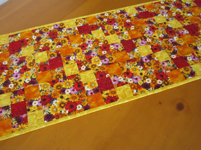 Quilted Table Runner Blossoms