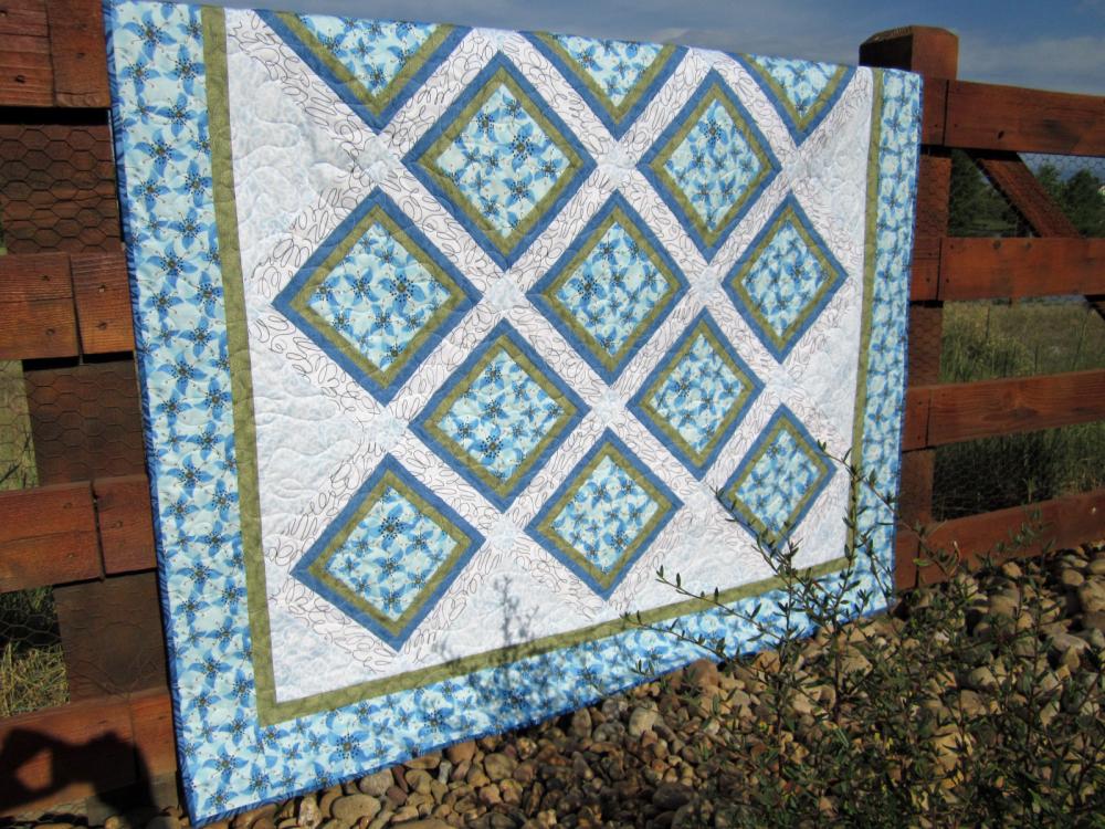 Handmade Quilt Blue Floral