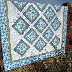 Handmade Quilt Blue Floral